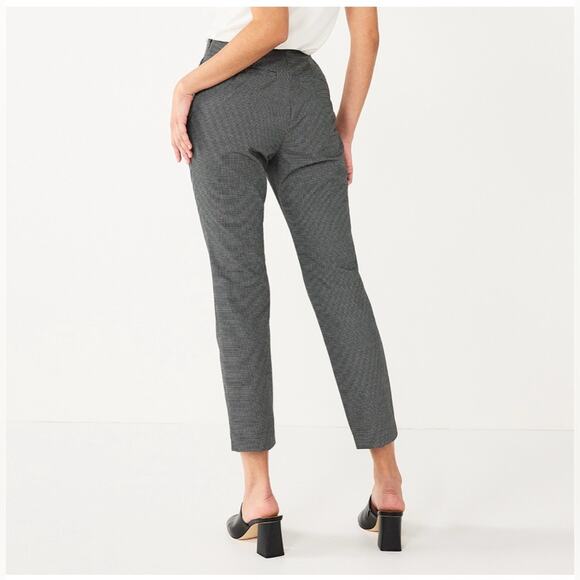 Nine West Gray Plaid Dress Pants Skinny w/ Side Zipper Size 12 - Picture 1 of 7